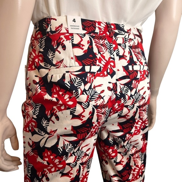 Reitmans Capri Pants Cotton Floral Colourful Bold Print Pockets Red Navy Cropped - Picture 5 of 8